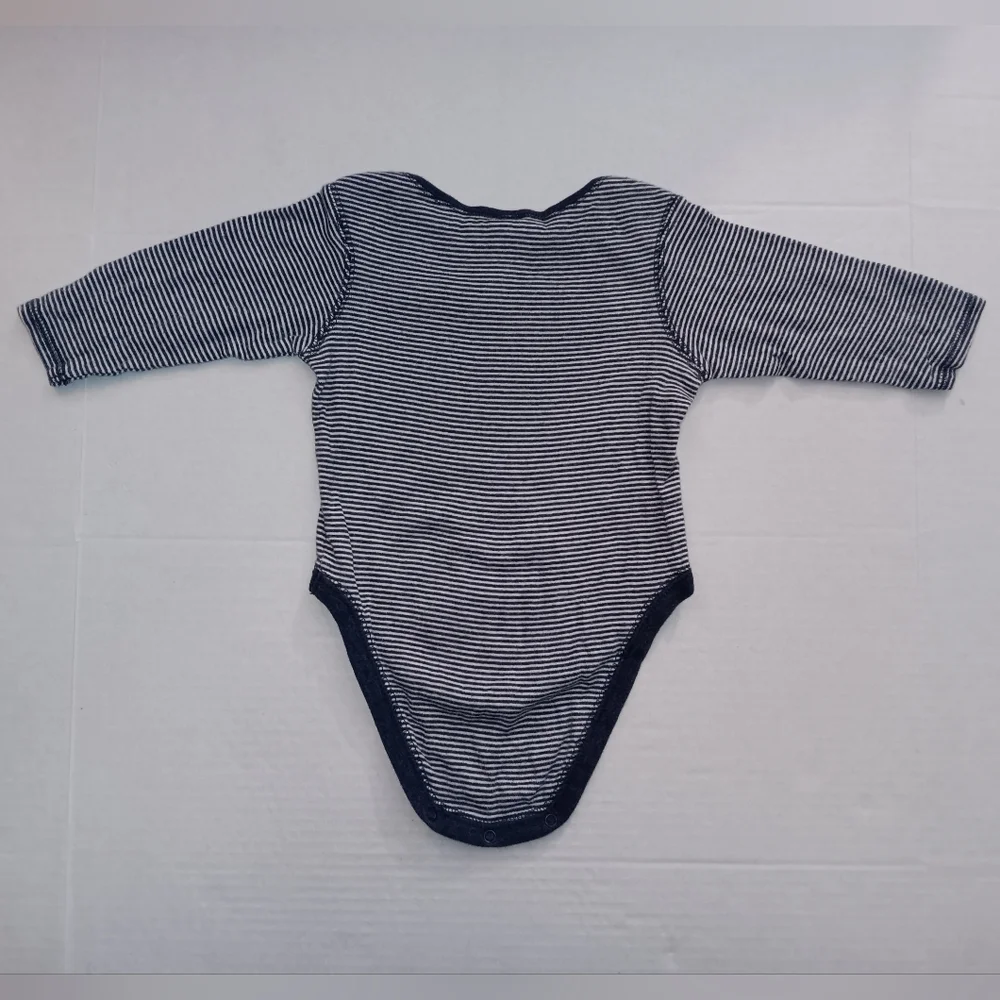 Vintage Baby GAP Navy White Striped Baby Bodysuit Onesie